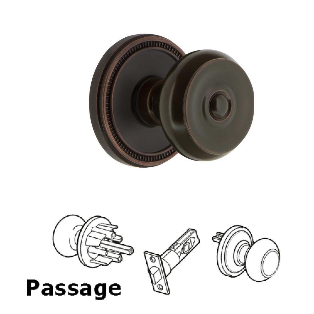 Soleil Rosette Passage with Bouton Knob in Timeless Bronze