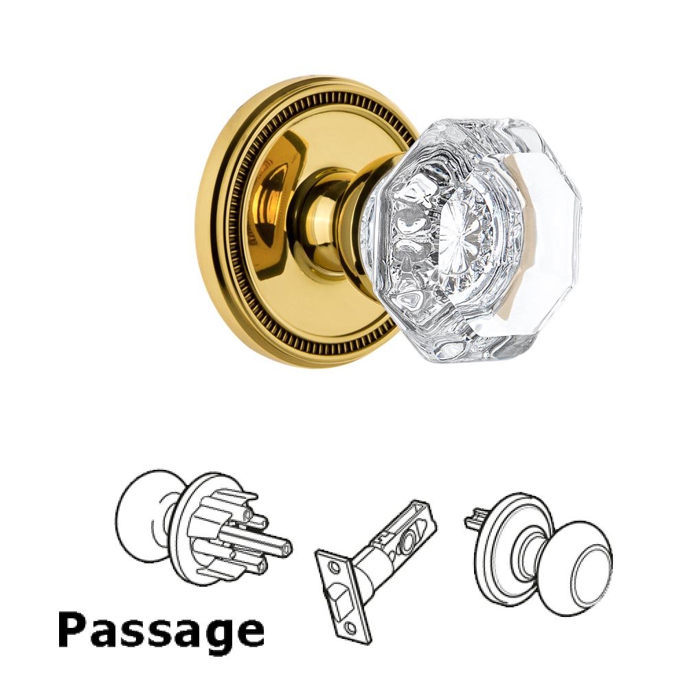 Soleil Rosette Passage with Chambord Crystal Knob in Lifetime Brass