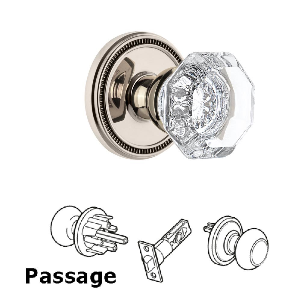 Soleil Rosette Passage with Chambord Crystal Knob in Polished Nickel