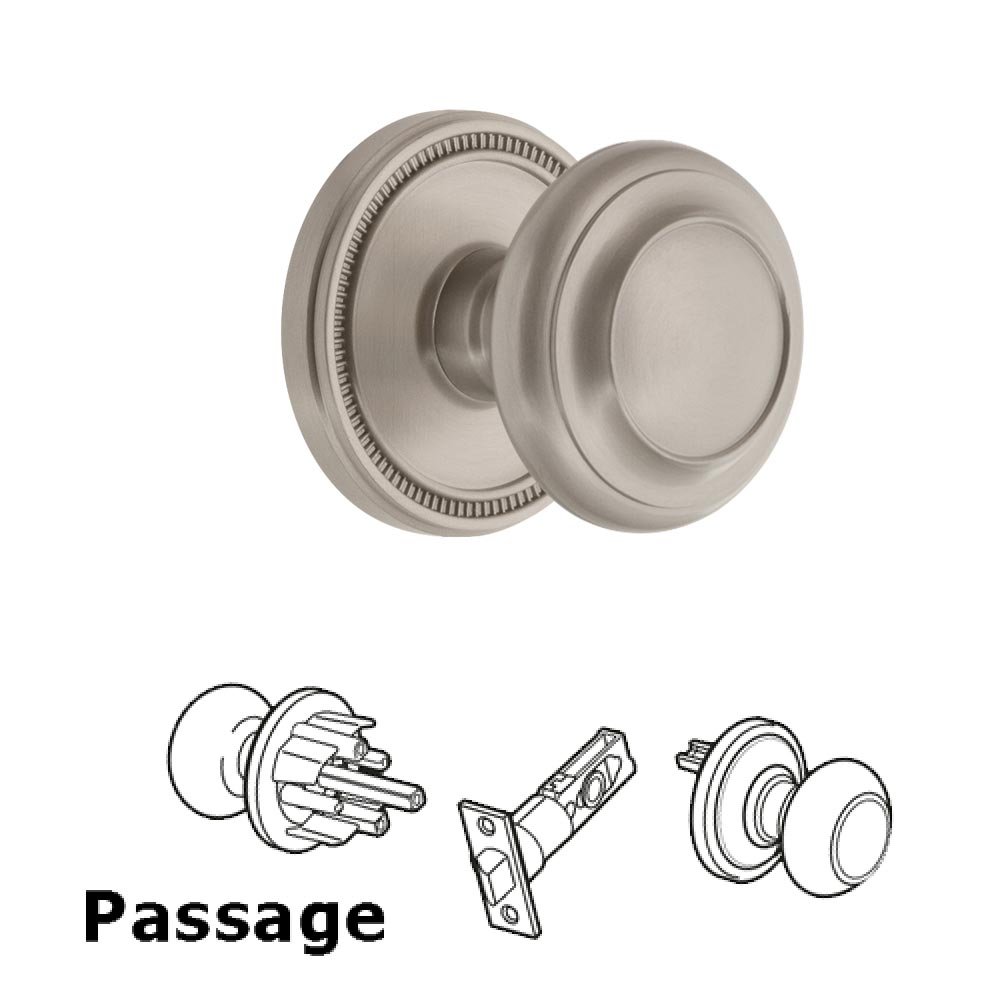 Soleil Rosette Passage with Circulaire Knob in Satin Nickel