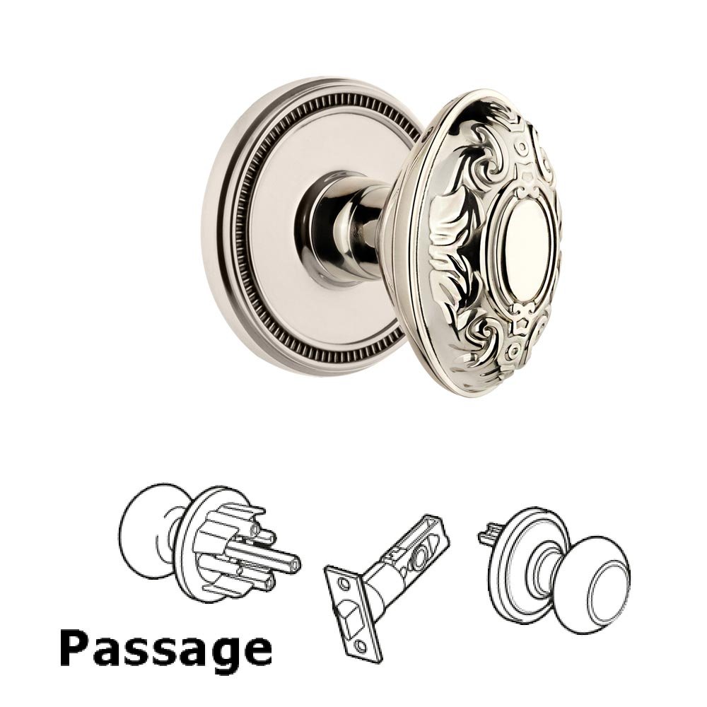 Soleil Rosette Passage with Grande Victorian Knob in Polished Nickel