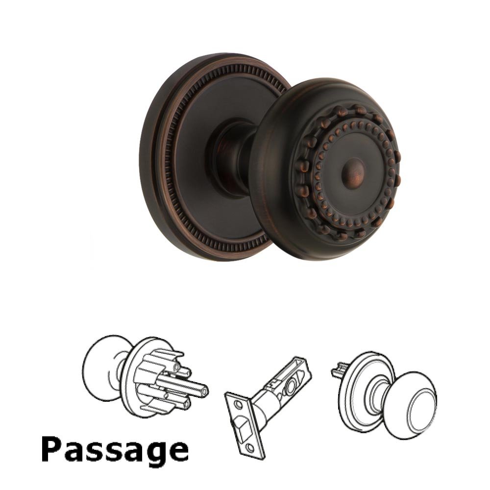 Soleil Rosette Passage with Parthenon Knob in Timeless Bronze