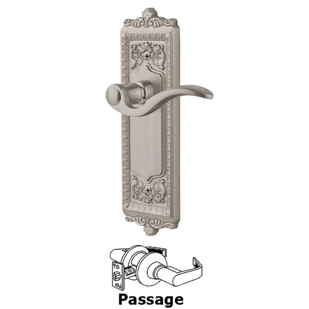 Passage Windsor Plate with Right Handed Bellagio Lever in Satin Nickel