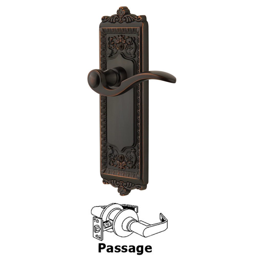 Passage Windsor Plate with Right Handed Bellagio Lever in Timeless Bronze