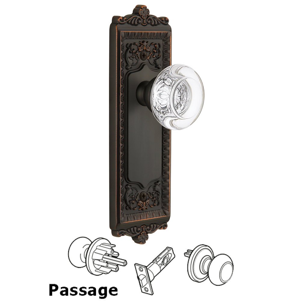 Windsor Plate Passage with Bordeaux Knob in Timeless Bronze