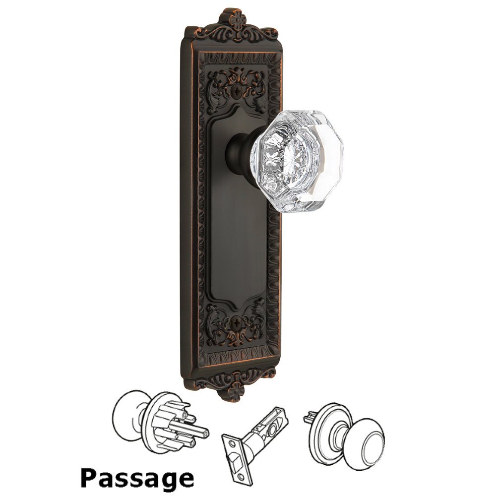 Windsor Plate Passage with Chambord Knob in Timeless Bronze
