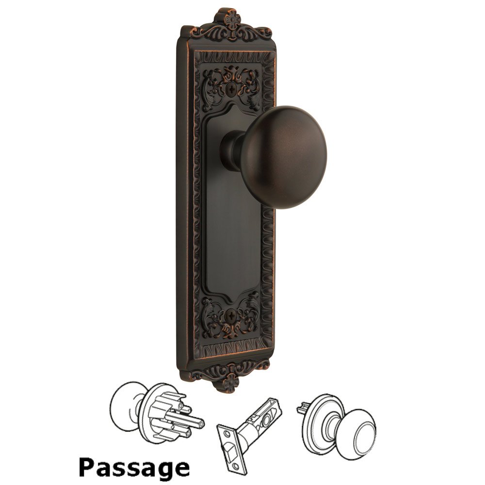 Windsor Plate Passage with Fifth Avenue knob in Timeless Bronze