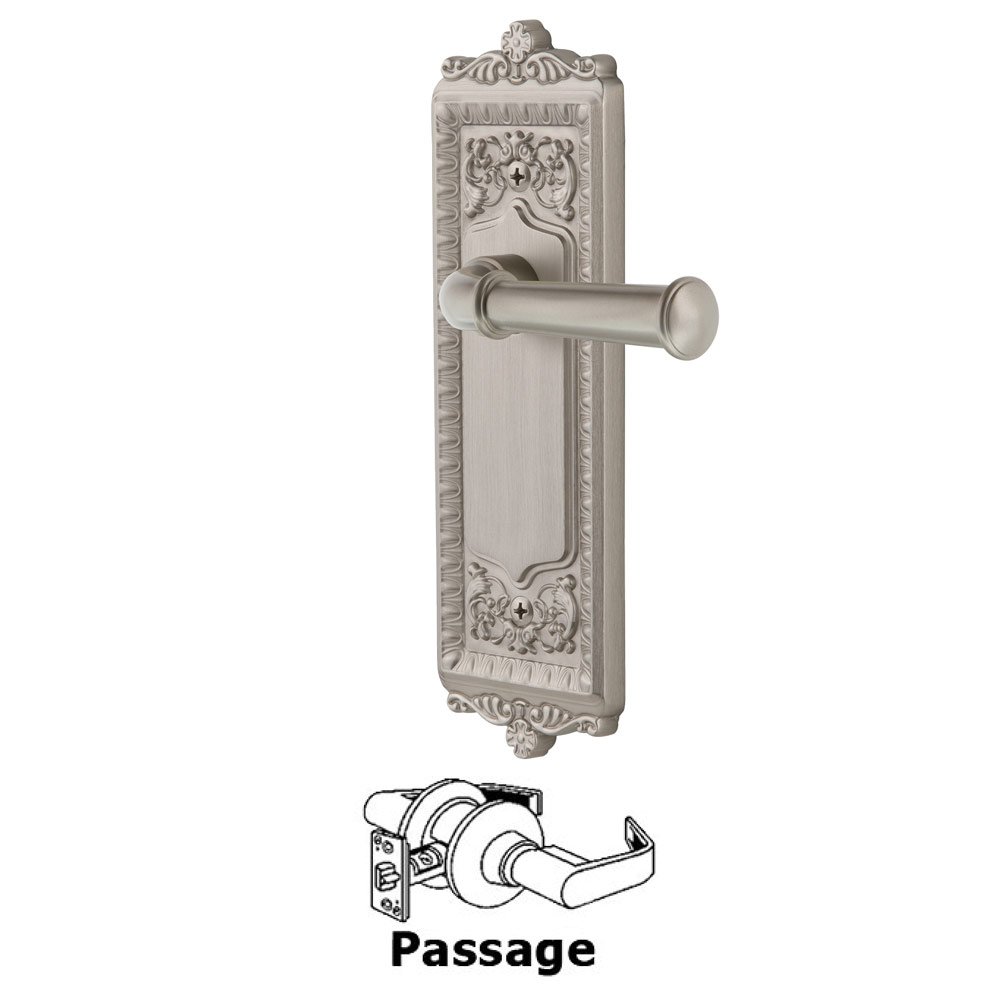 Passage Windsor Plate with Right Handed Georgetown Lever in Satin Nickel