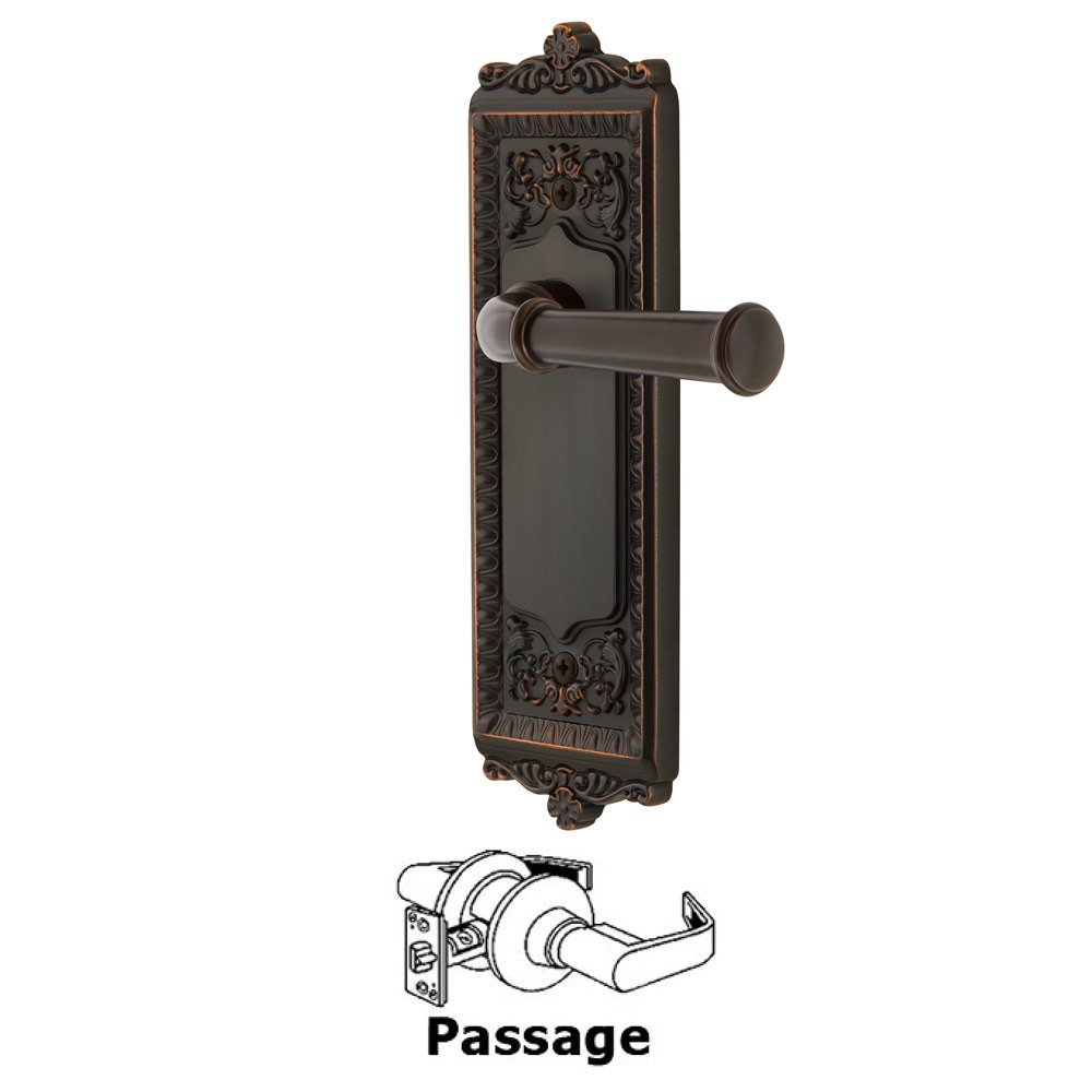 Passage Windsor Plate with Left Handed Georgetown Lever in Timeless Bronze