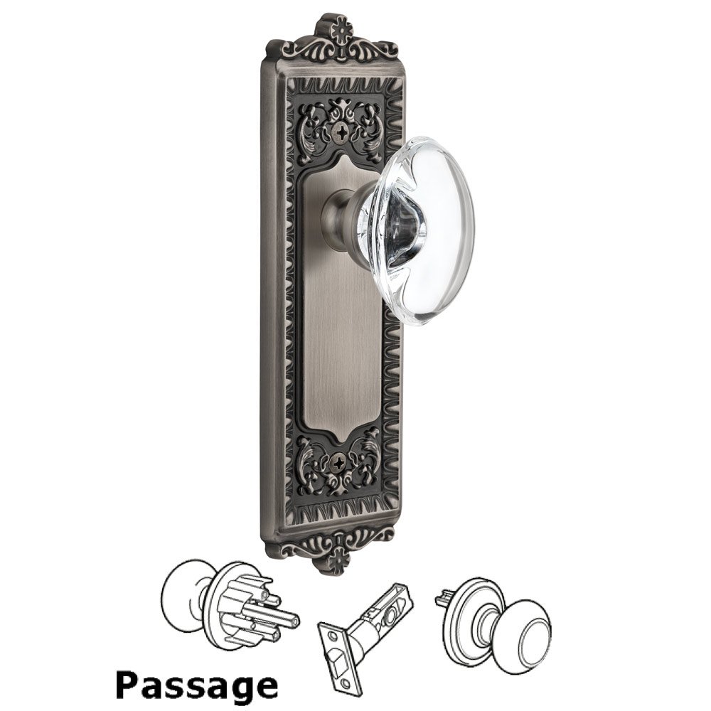 Windsor Plate Passage with Provence knob in Antique Pewter