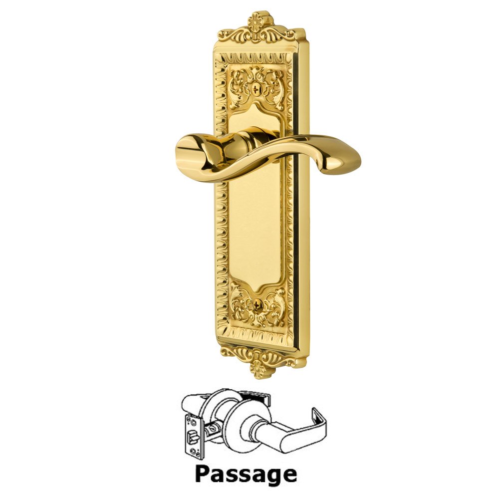 Passage Windsor Plate with Left Handed Portofino Lever in Lifetime Brass
