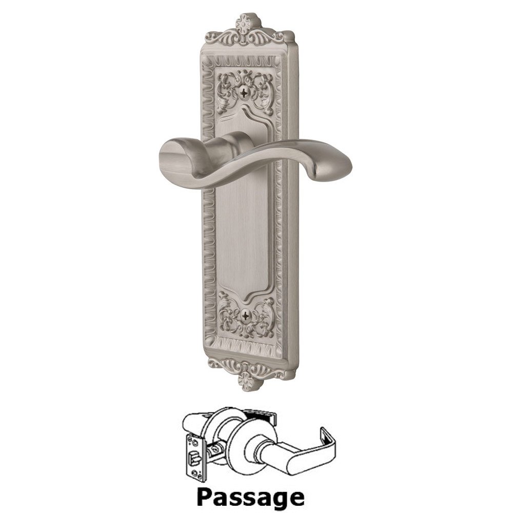 Passage Windsor Plate with Left Handed Portofino Lever in Satin Nickel
