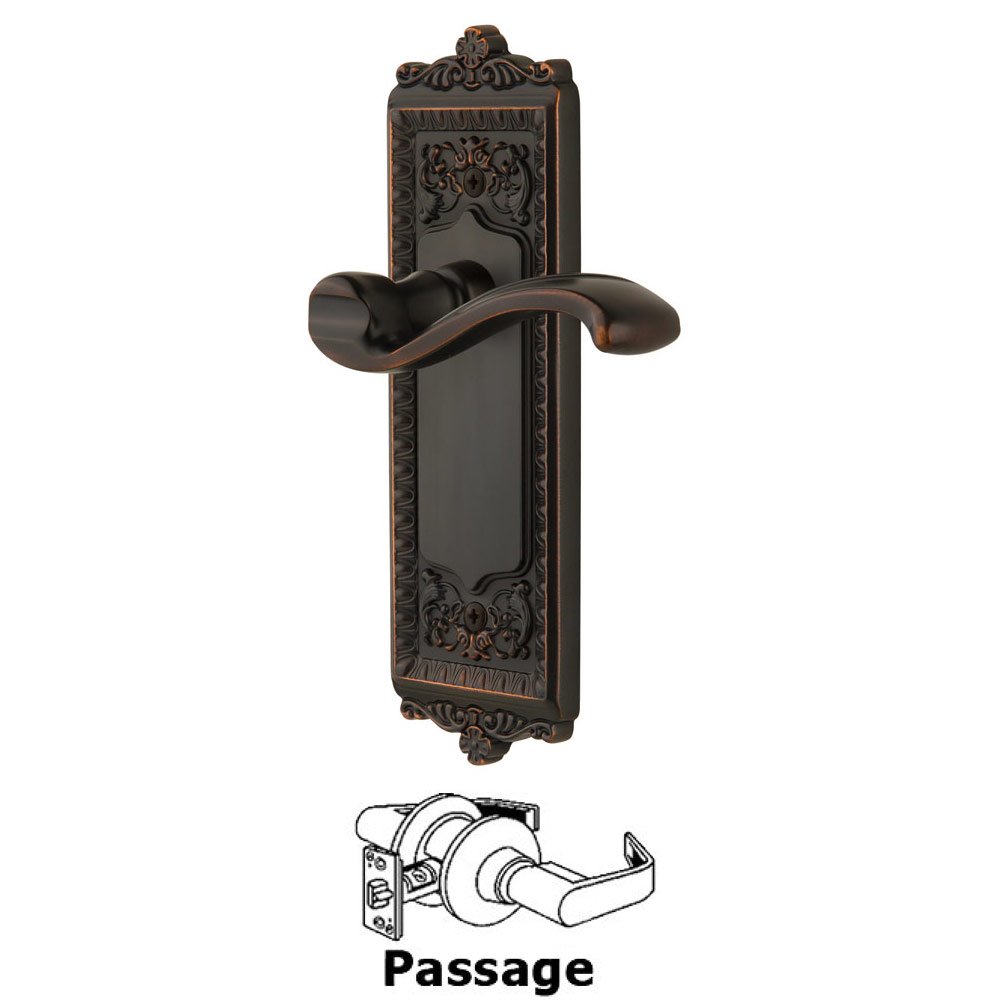 Passage Windsor Plate with Left Handed Portofino Lever in Timeless Bronze
