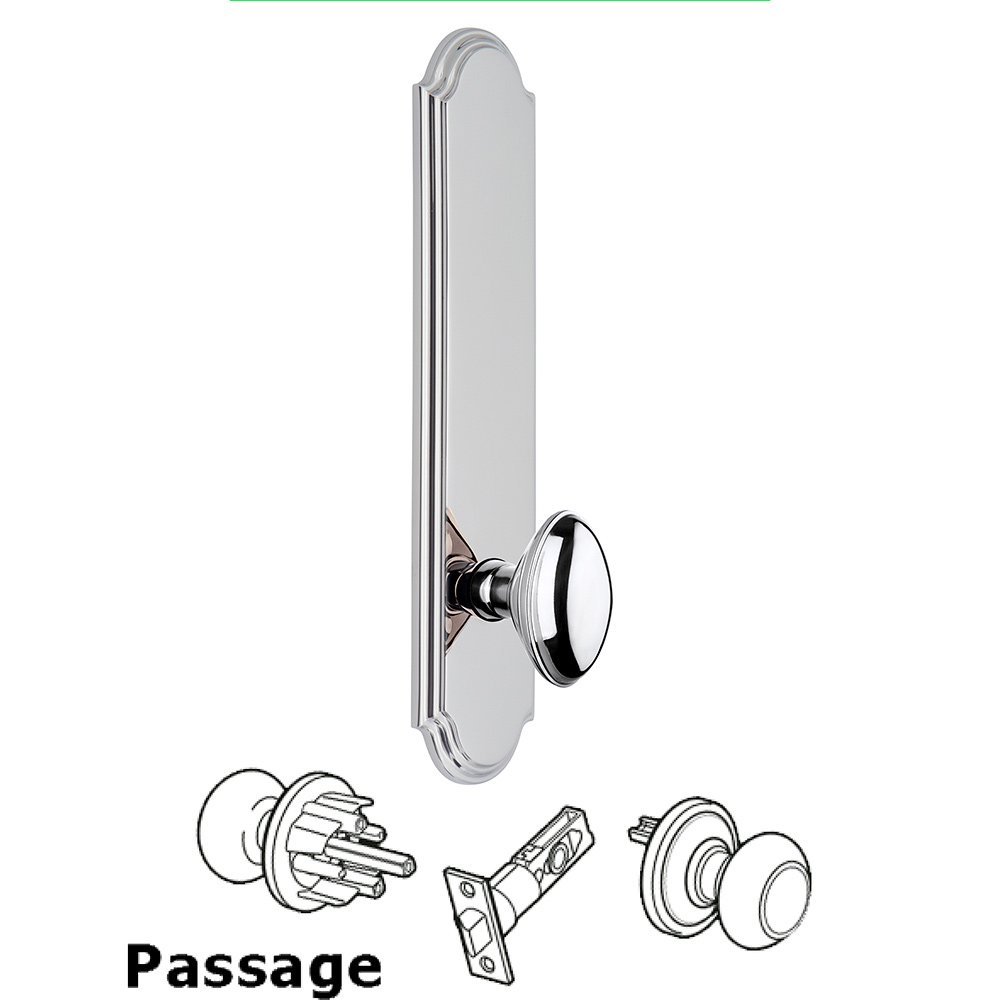 Tall Plate Passage with Eden Prairie Knob in Bright Chrome