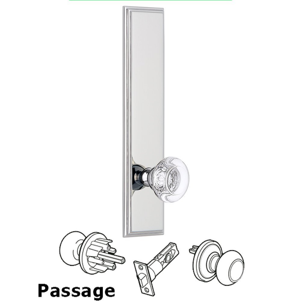 Passage Carre Tall Plate with Bordeaux Knob in Bright Chrome