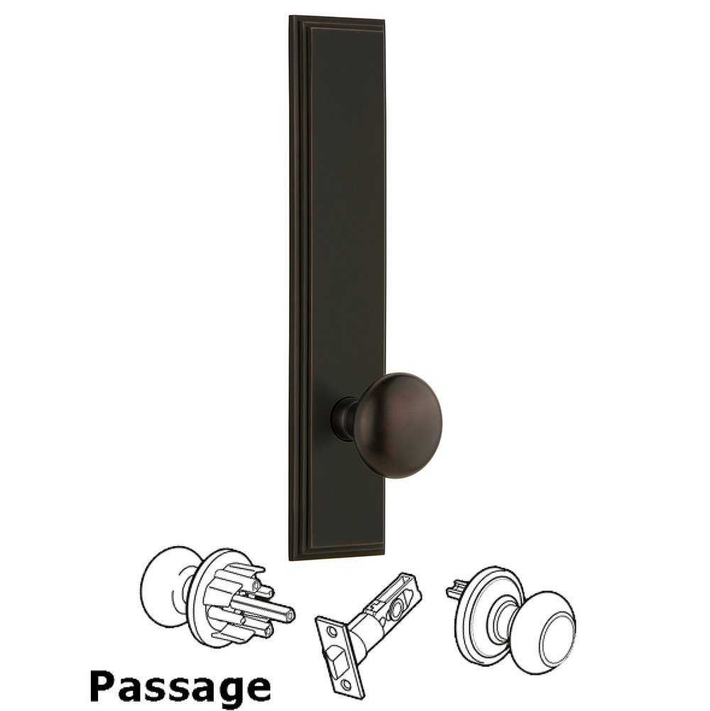 Passage Carre Tall Plate with Fifth Avenue Knob in Timeless Bronze