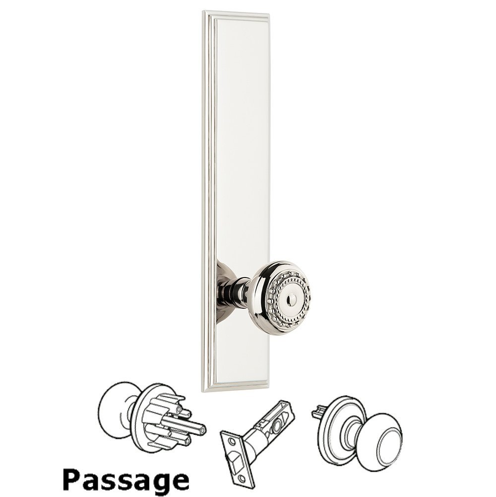Passage Carre Tall Plate with Parthenon Knob in Polished Nickel