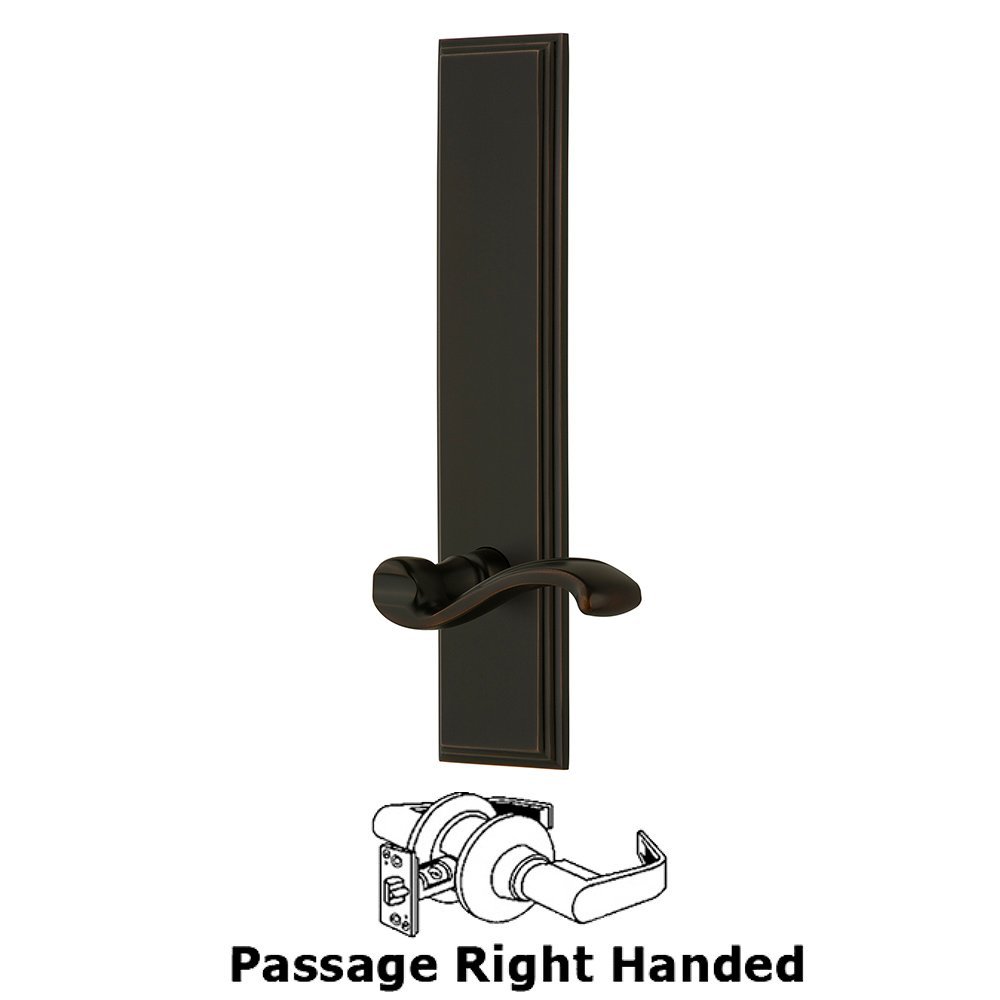 Passage Carre Tall Plate with Portofino Right Handed Lever in Timeless Bronze