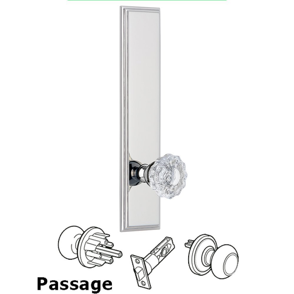 Passage Carre Tall Plate with Versailles Knob in Bright Chrome