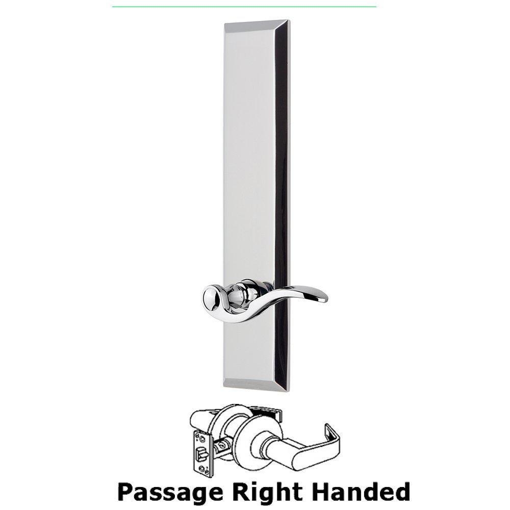 Passage Fifth Avenue Tall with Bellagio Right Handed Lever in Bright Chrome
