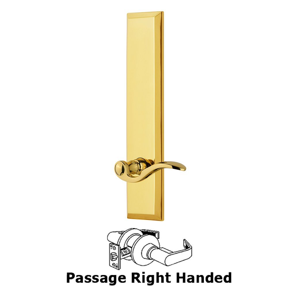 Passage Fifth Avenue Tall with Bellagio Right Handed Lever in Lifetime Brass