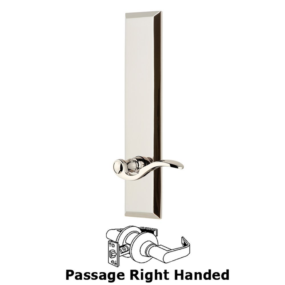Passage Fifth Avenue Tall with Bellagio Right Handed Lever in Polished Nickel