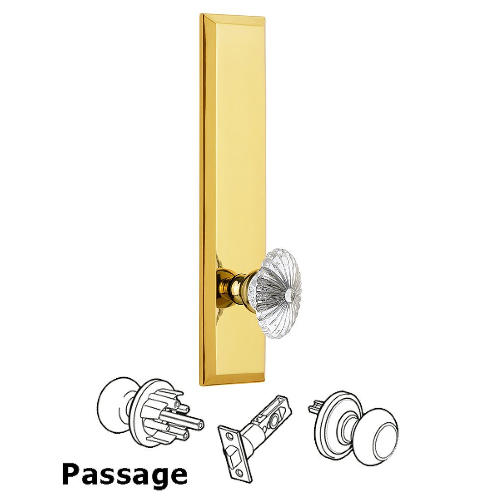 Passage Fifth Avenue Tall with Burgundy Knob in Polished Brass
