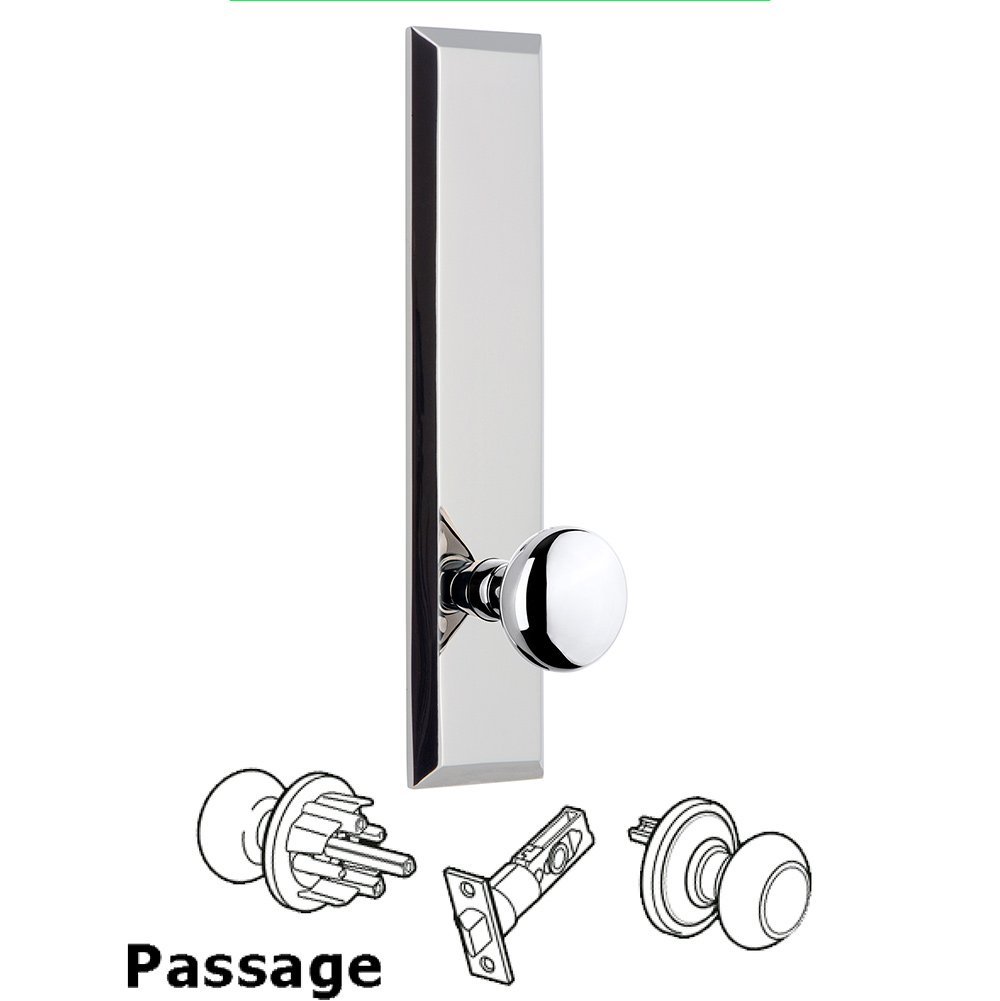 Passage Fifth Avenue Tall with Fifth Avenue Knob in Bright Chrome