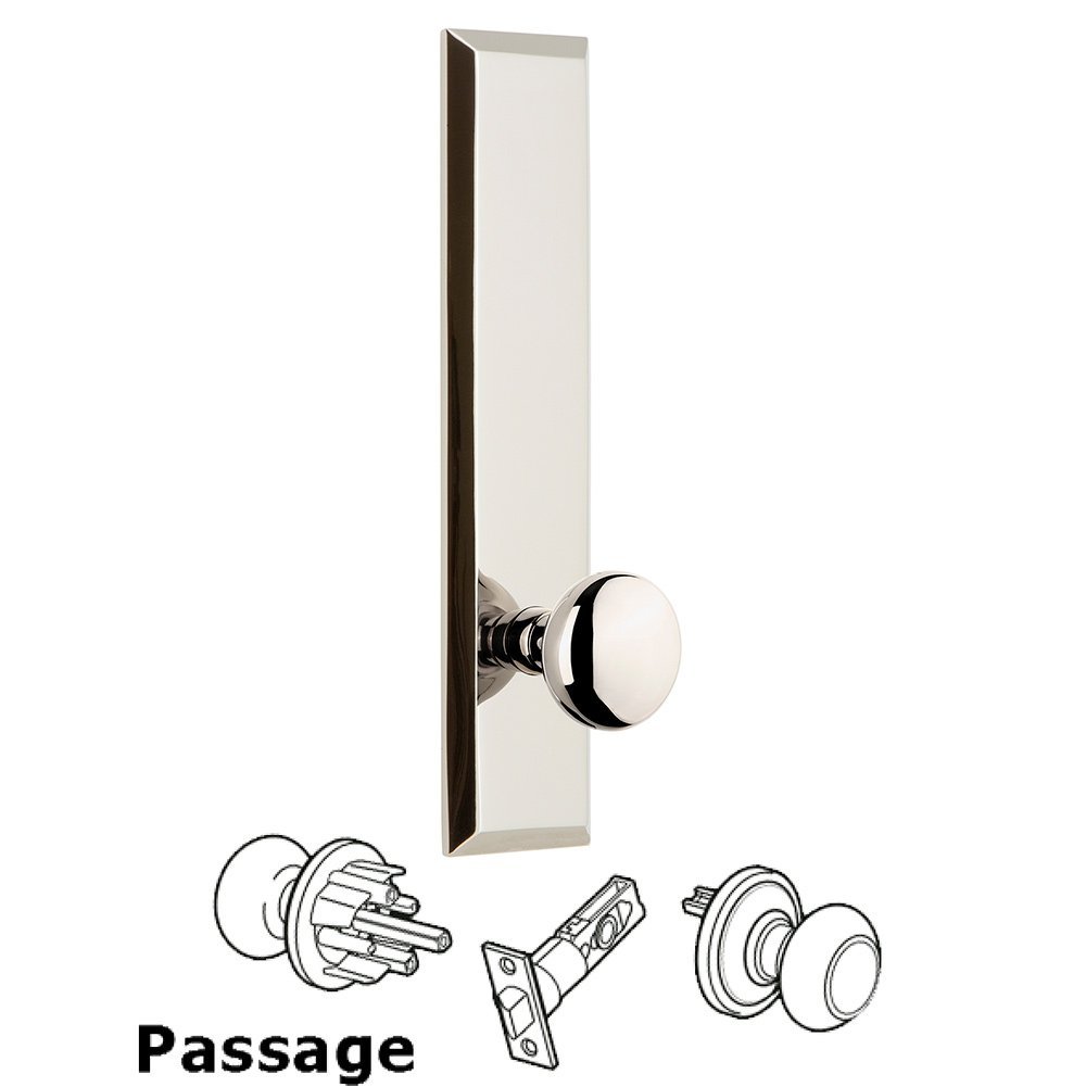 Passage Fifth Avenue Tall with Fifth Avenue Knob in Polished Nickel