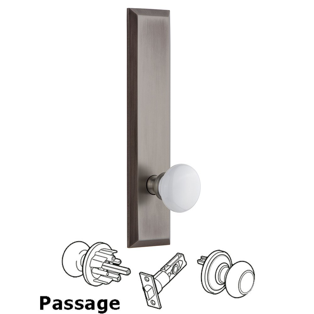 Passage Fifth Avenue Tall with Hyde Park Knob in Antique Pewter