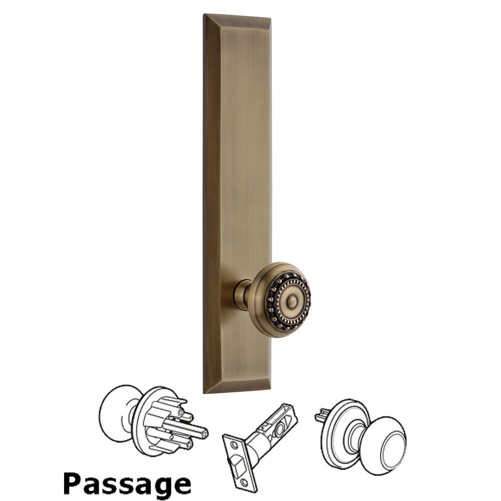 Passage Fifth Avenue Tall with Parthenon Knob in Vintage Brass