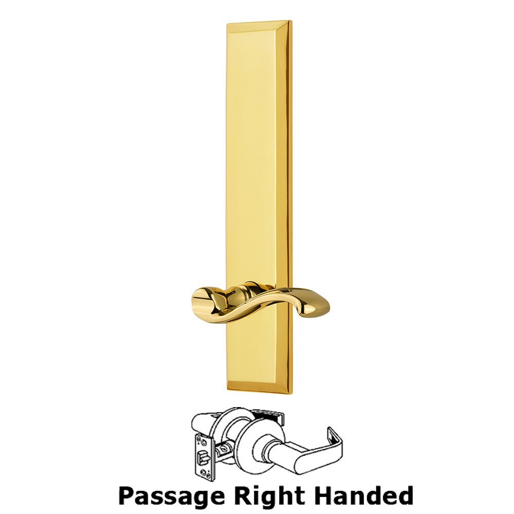 Passage Fifth Avenue Tall with Portofino Right Handed Lever in Lifetime Brass