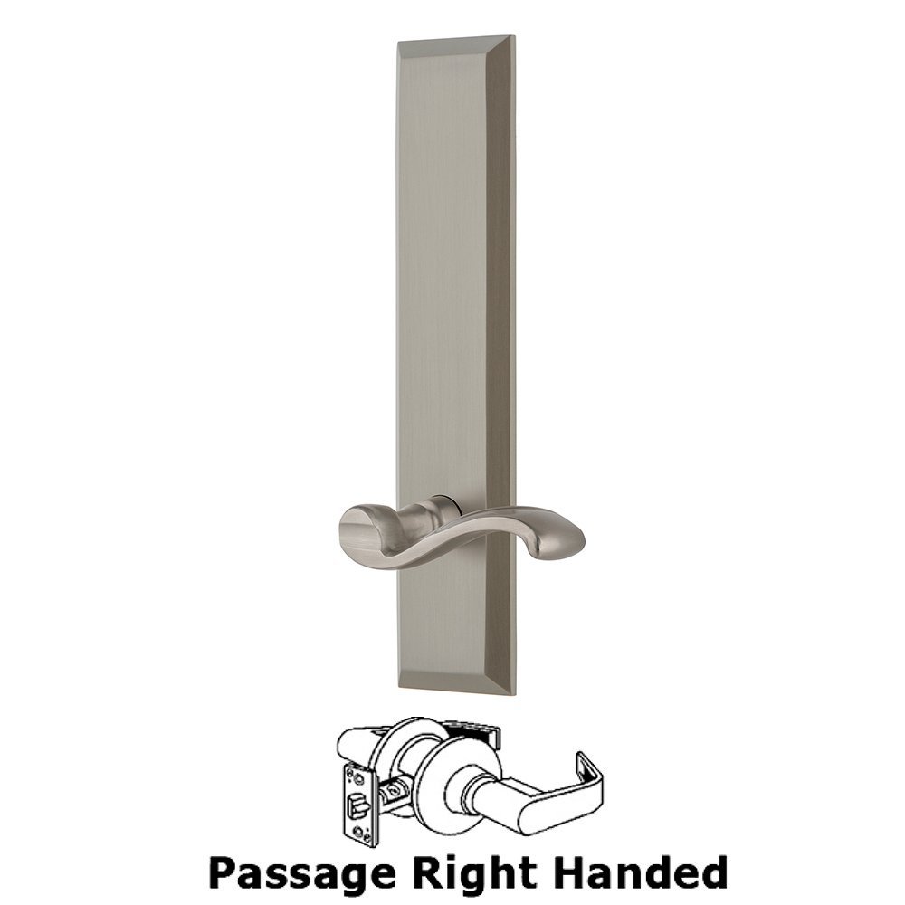 Passage Fifth Avenue Tall with Portofino Right Handed Lever in Satin Nickel