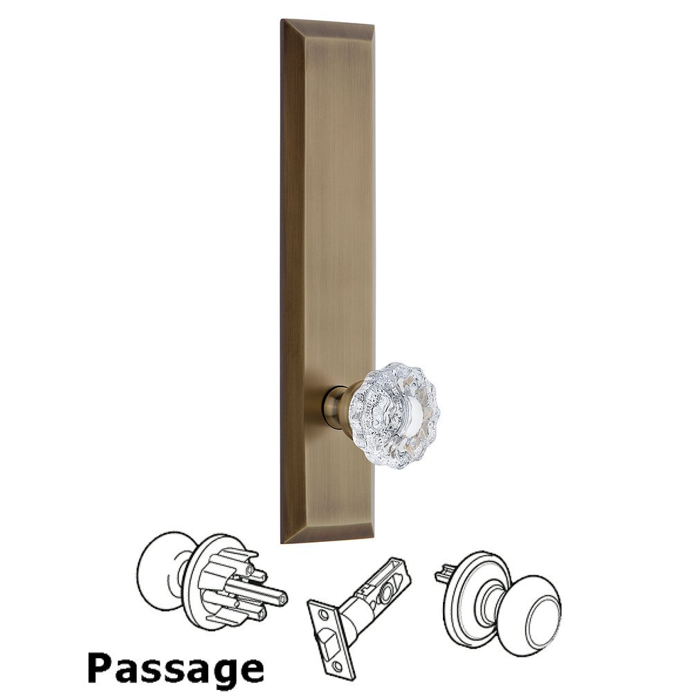 Passage Fifth Avenue Tall with Versailles Knob in Vintage Brass