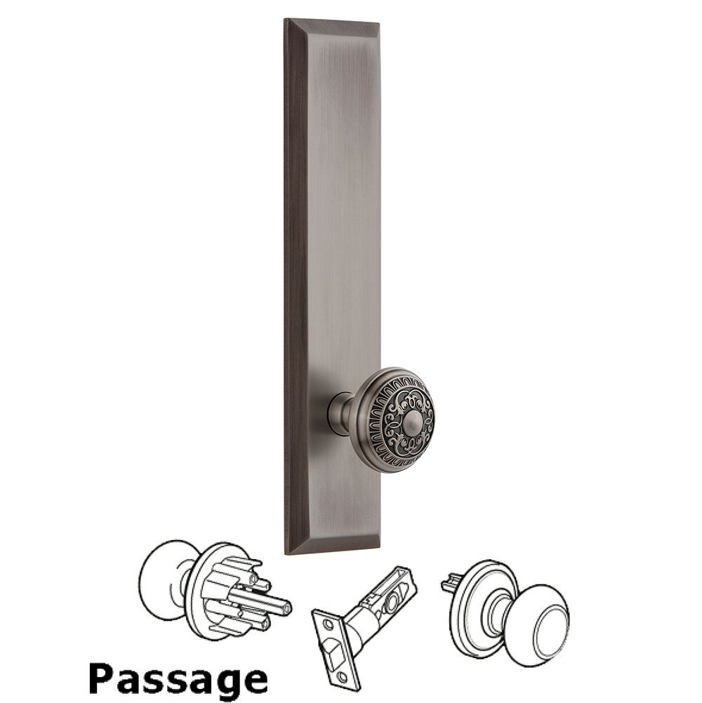 Passage Fifth Avenue Tall with Windsor Knob in Antique Pewter
