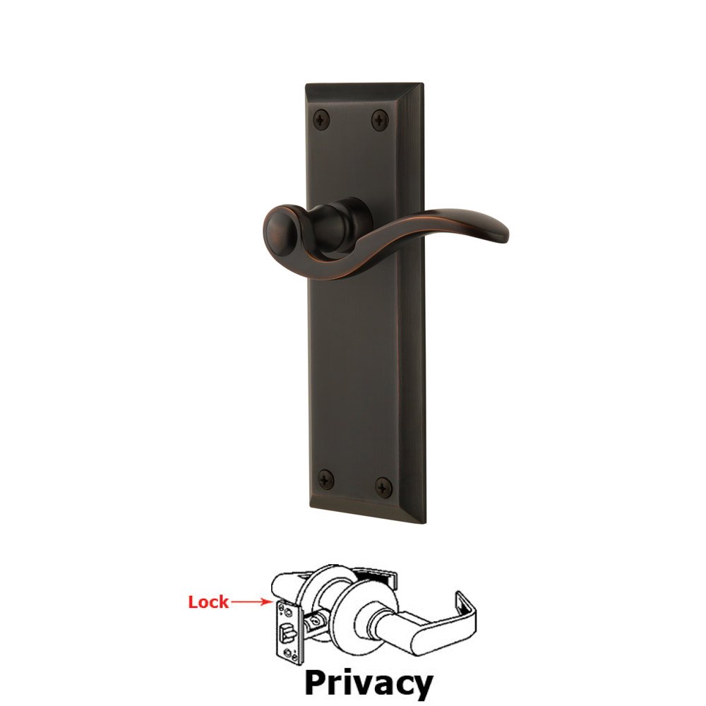 Privacy Fifth Avenue Plate with Bellagio Left Handed Lever in Timeless Bronze