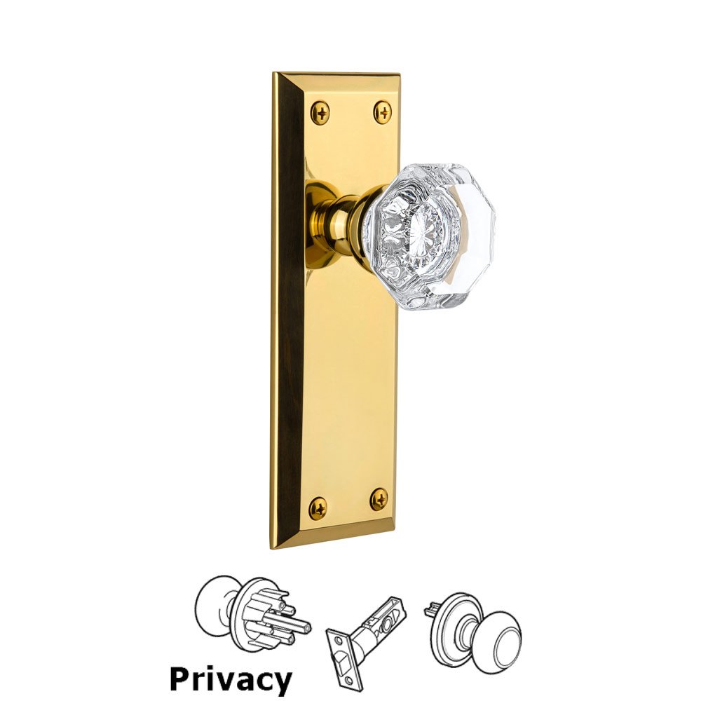 Grandeur Fifth Avenue Plate Privacy with Chambord Knob in Lifetime Brass