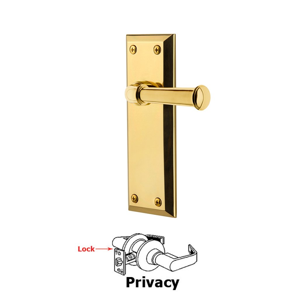 Privacy Fifth Avenue Plate with Georgetown Right Handed Lever in Lifetime Brass