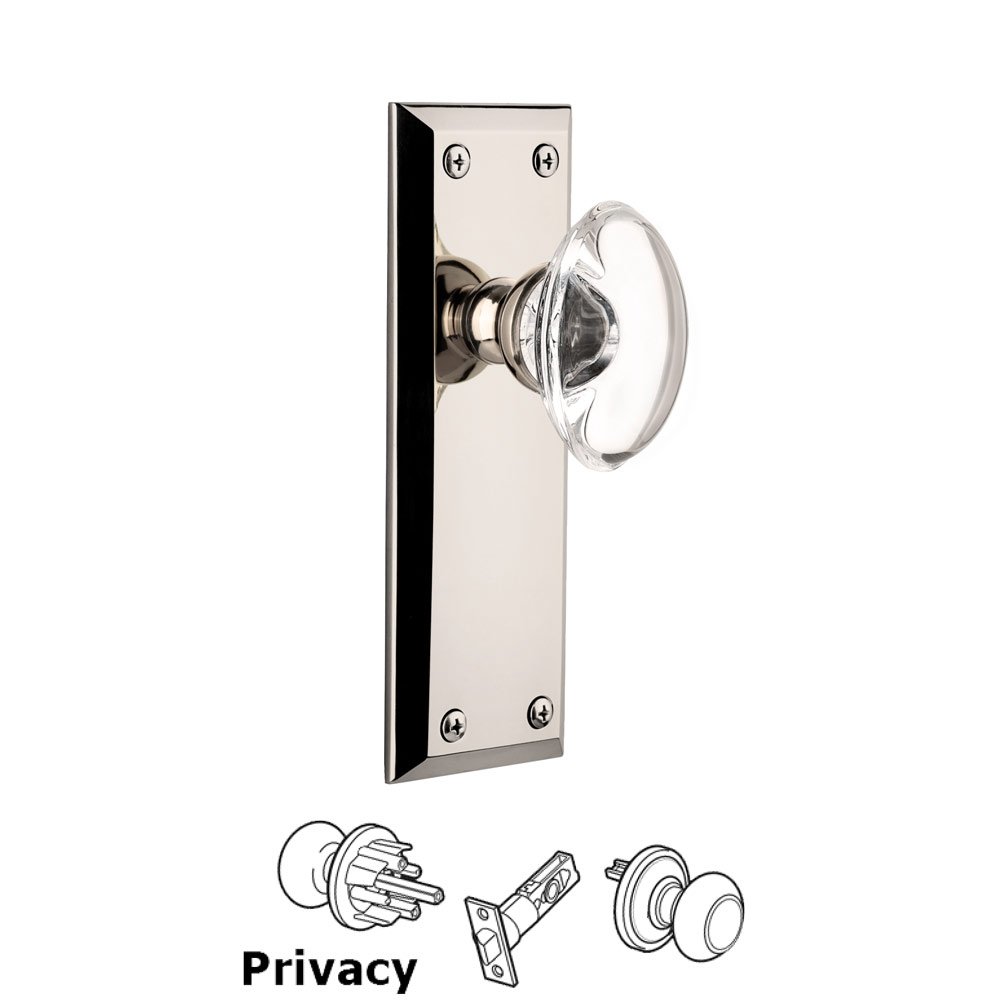 Grandeur Fifth Avenue Plate Privacy with Provence Crystal Knob in Polished Nickel