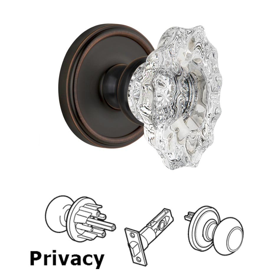 Grandeur Georgetown Plate Privacy with Biarritz crystal knob in Timeless Bronze