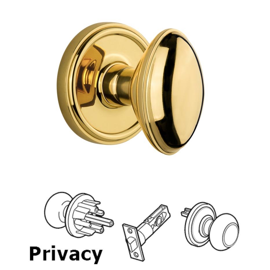 Grandeur Georgetown Plate Privacy with Eden Prairie Knob in Polished Brass