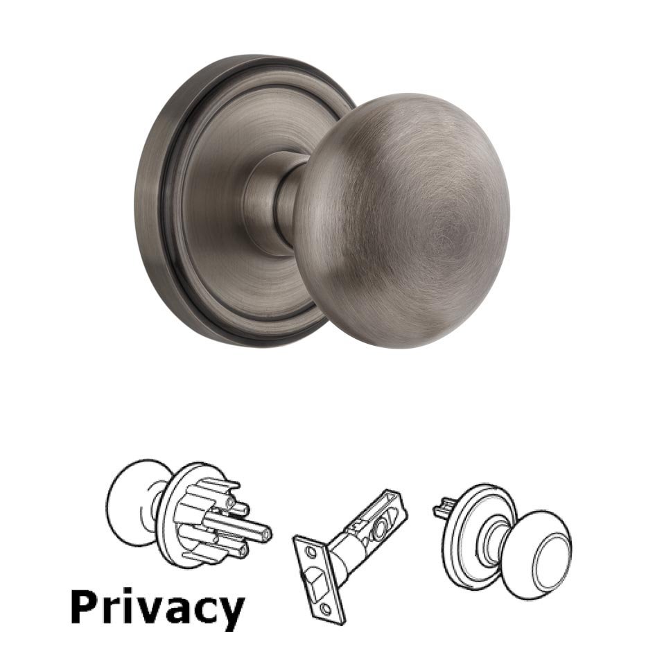 Grandeur Georgetown Plate Privacy with Fifth Avenue Knob in Antique Pewter