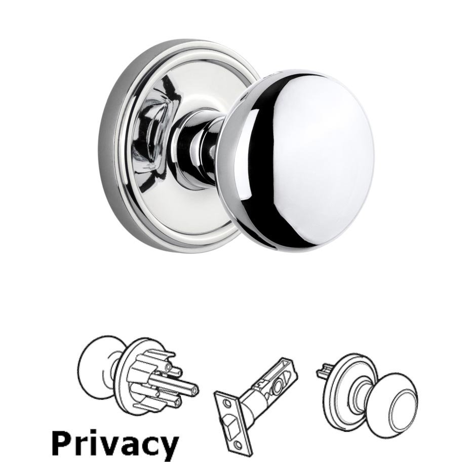 Grandeur Georgetown Plate Privacy with Fifth Avenue Knob in Bright Chrome