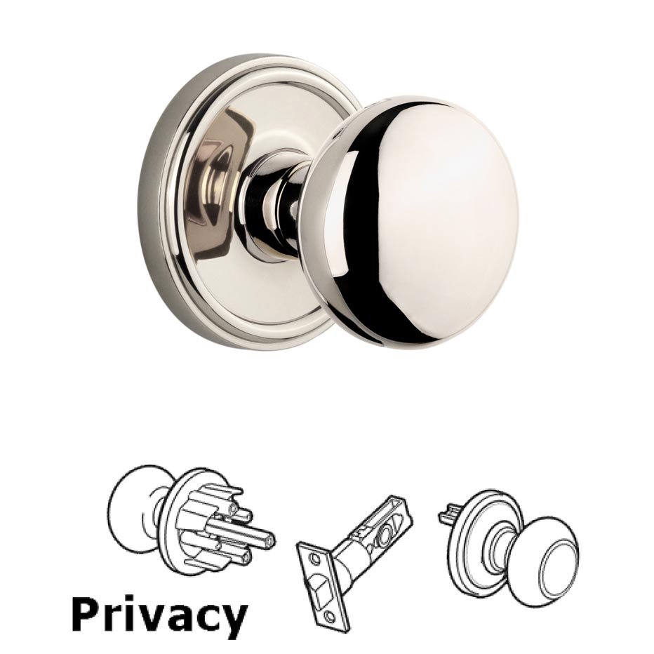 Grandeur Georgetown Plate Privacy with Fifth Avenue Knob in Polished Nickel