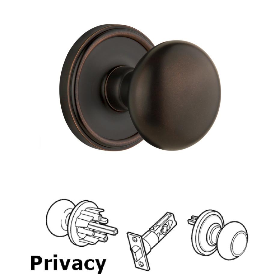 Grandeur Georgetown Plate Privacy with Fifth Avenue Knob in Timeless Bronze