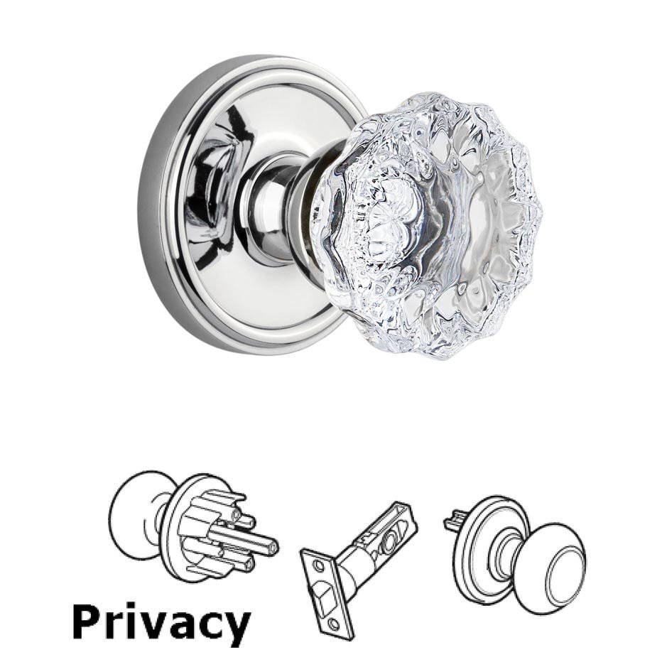 Grandeur Georgetown Plate Privacy with Fontainebleau Crystal Knob in Bright Chrome