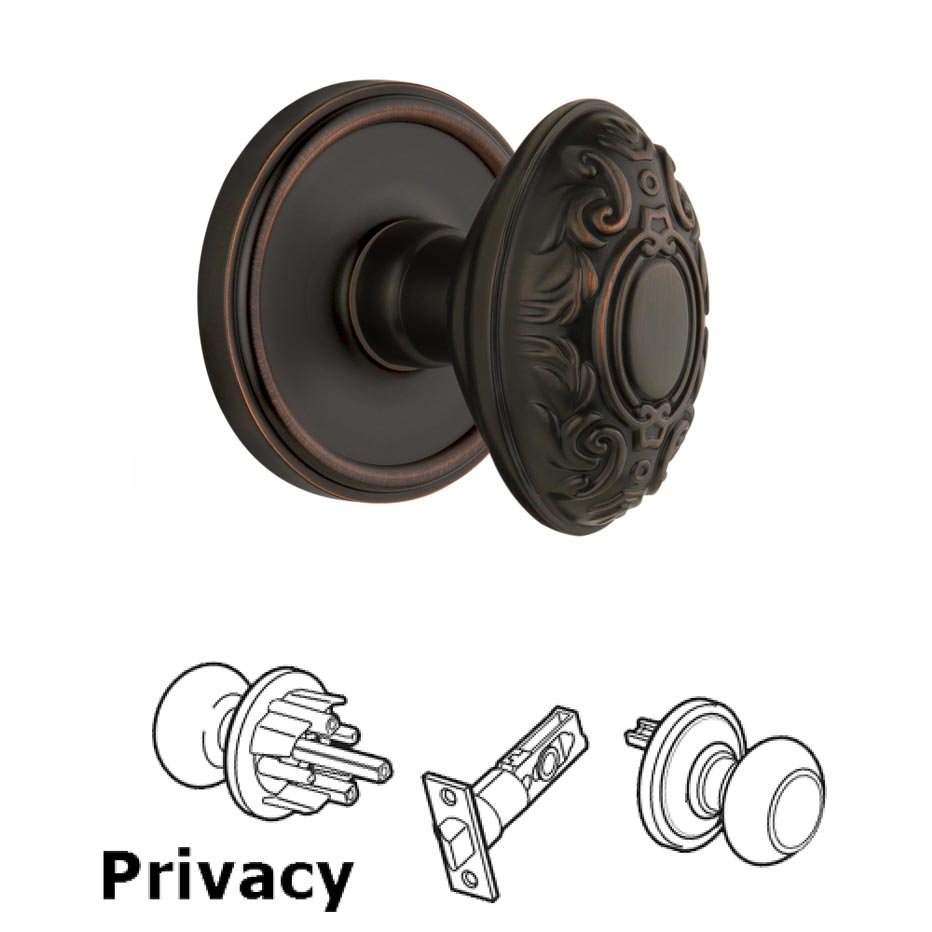 Grandeur Georgetown Plate Privacy with Grande Victorian Knob in Timeless Bronze