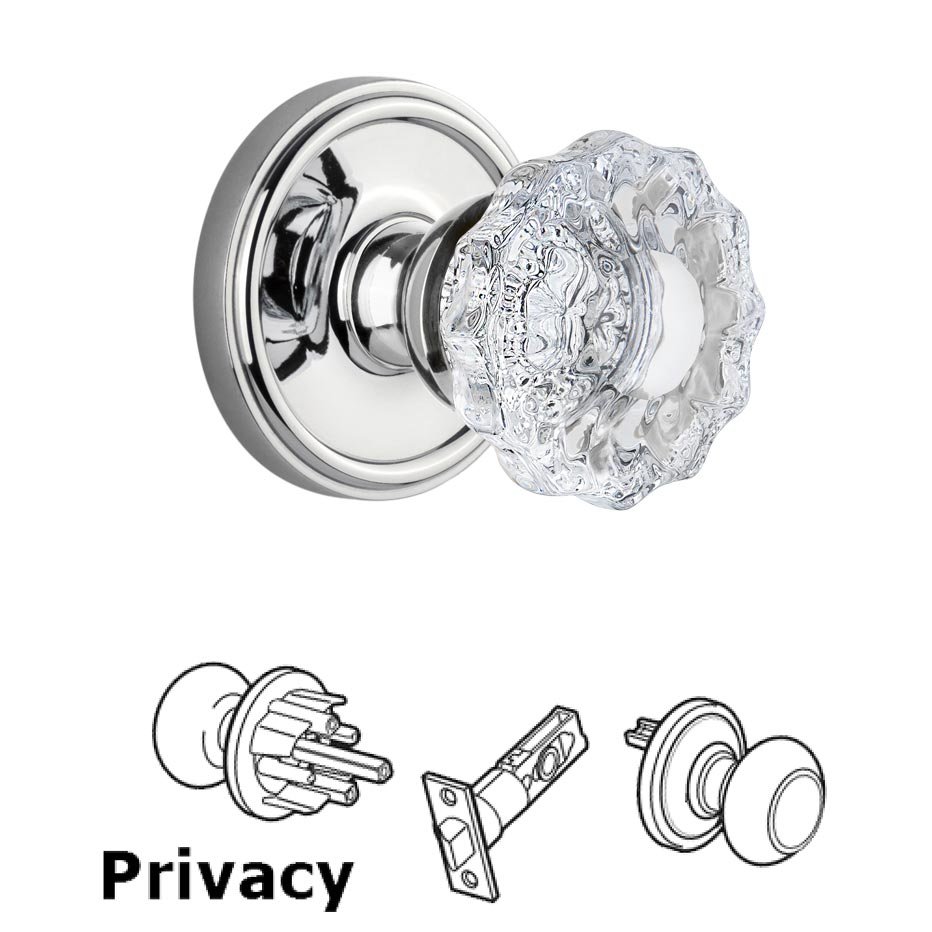 Grandeur Georgetown Plate Privacy with Versailles Crystal Knob in Bright Chrome