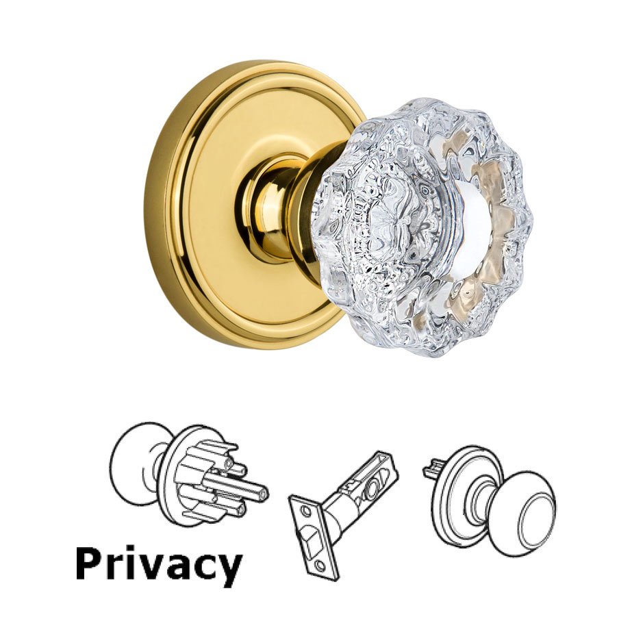 Grandeur Georgetown Plate Privacy with Versailles Crystal Knob in Lifetime Brass