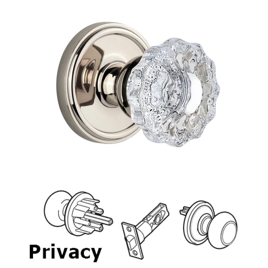 Grandeur Georgetown Plate Privacy with Versailles Crystal Knob in Polished Nickel